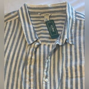 L.L. Bean Blue and White Button Down Shirt